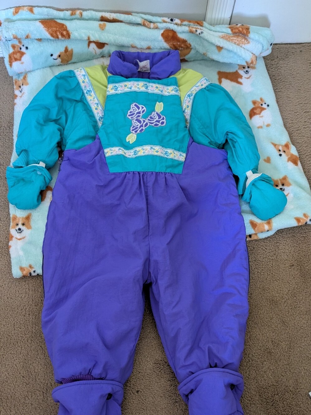 Vintage 80s 90s Colorblock Toddler Snowsuit 2T Robins Outfitting Neon